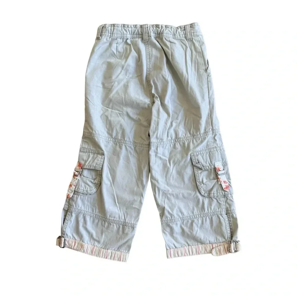 Y2K Gymboree Cargo Pants Beige Adjustable Waist Pockets Girls size 9